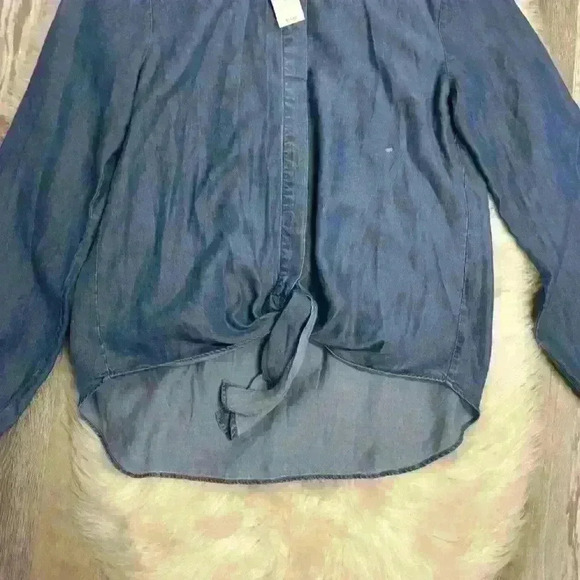 Ann Taylor factory chambray button down tie waist shirt size small - Picture 4 of 7